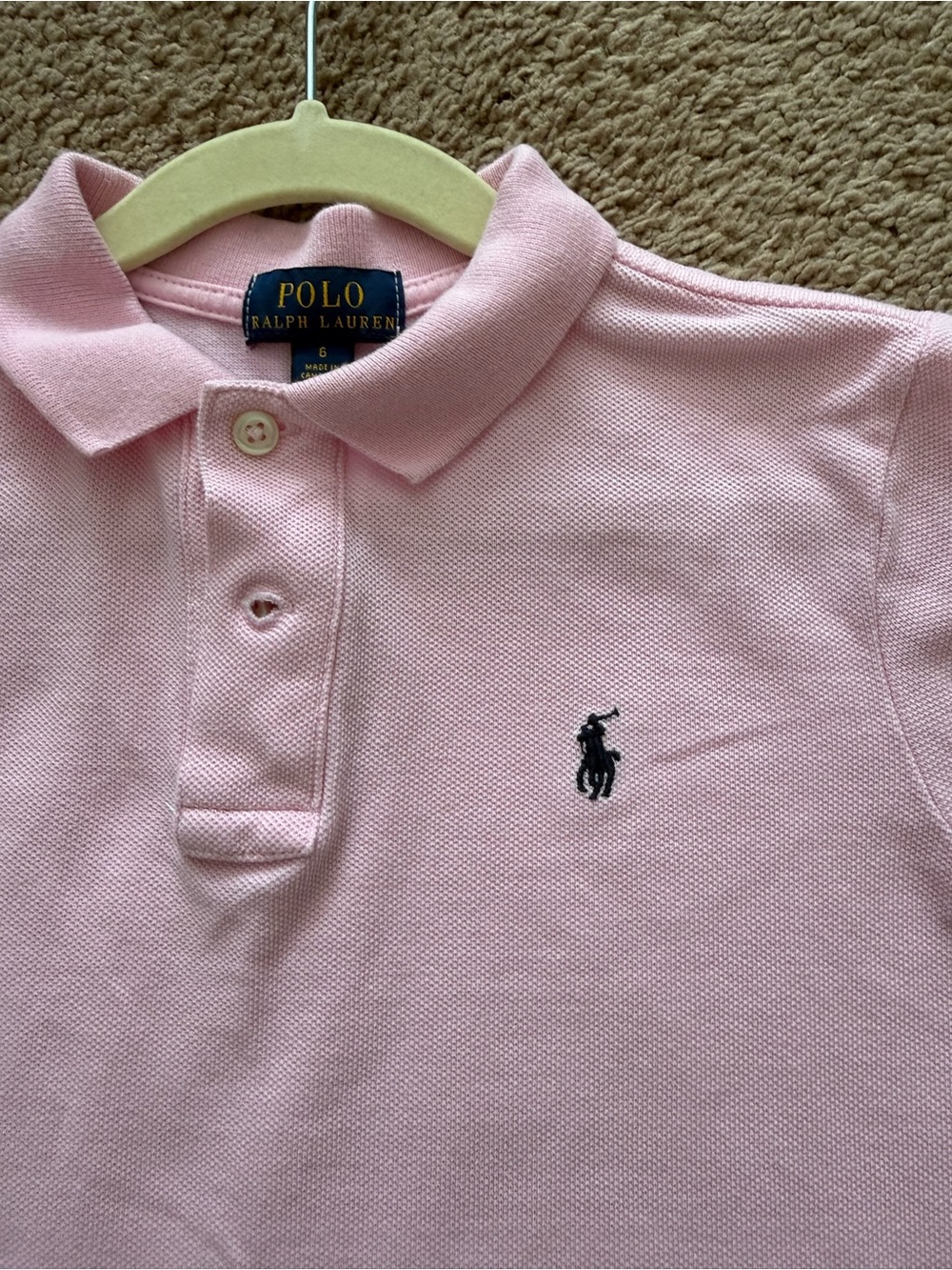 Polo by Ralph Lauren Light Pink Short Sleeve Polo with Navy Embroidered Pony - Picture 4 of 4